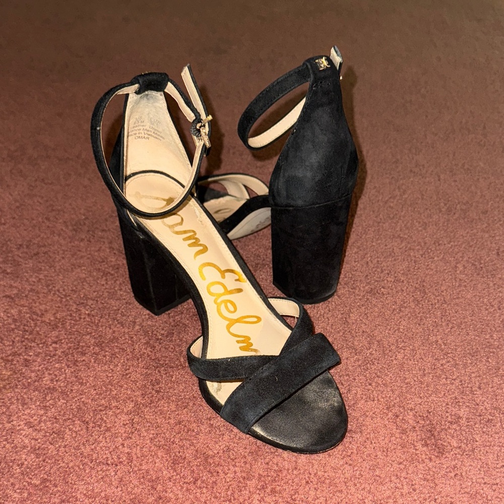 Sam Edelman Black Suede Block Heels